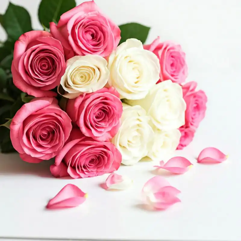 Pink & White Rose Bouquet 2 Pink & White Rose Bouquet - Image 2