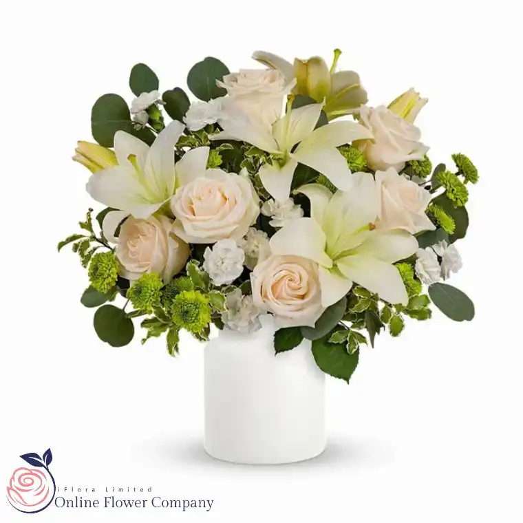 The Serenity Bouquet: White Lilies & Roses 2 The Serenity Bouquet: White Lilies & Roses - Image 2