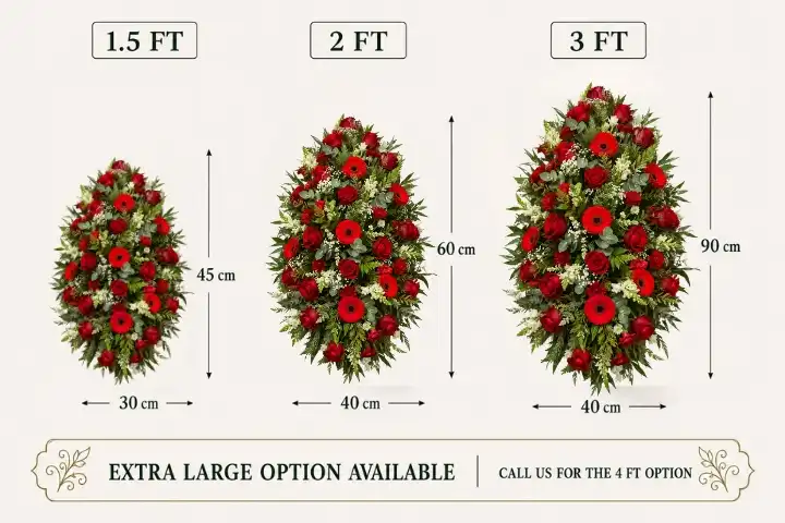 Eternal Devotion Red Rose and Gerbera Coffin Spray 3 Red Rose and Gerbera Coffin Spray size option