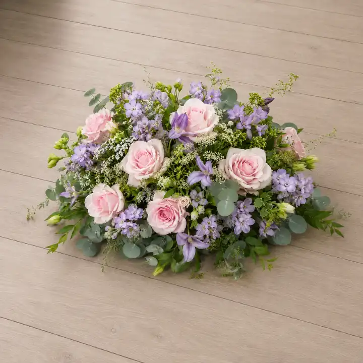 Blush Pink Rose and Lavender Funeral Posy 1 Blush Pink Rose and Lavender Funeral Posy