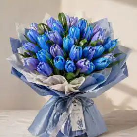 Handcrafted Blue Tulips Bouquet – Premium Fresh Flowers