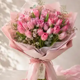 Fresh Hand-Tied Pink Tulip Bouquet