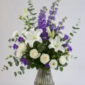 Serene Grace: Lily & Delphinium Sympathy Vase