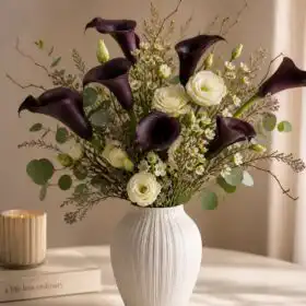 Large black lily vase